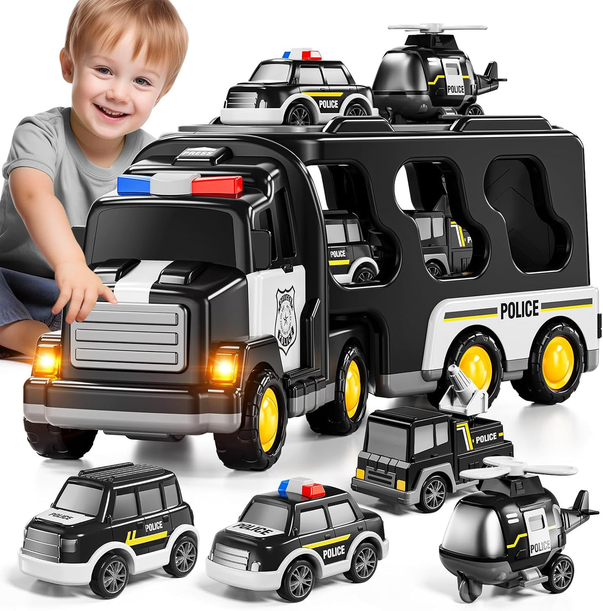 JUKUDAHU Camión de Policía de Juguete para Niños de 3 4 5 6 Años -...