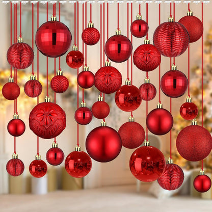 Relaxgiant - 36 bolas de Navidad para techo, color rojo | Tamaños s...