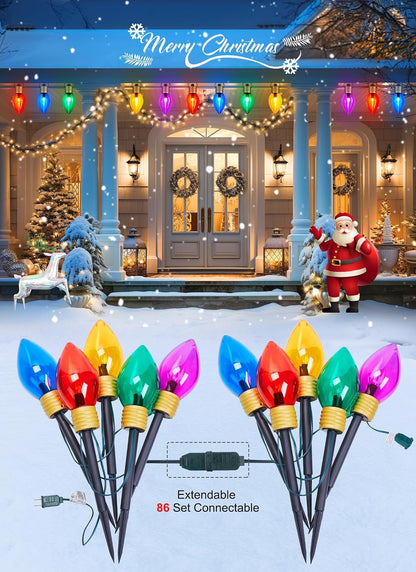 Brightown Jumbo C9 - Luces de sendero de Navidad para exteriores, 8...