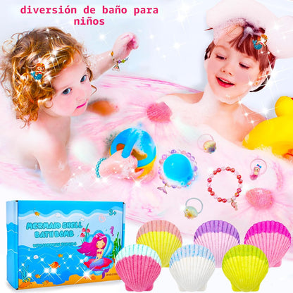 Bombas de baño de sirena para niños y niñas con sorpresa en el inte...