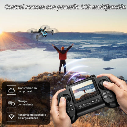 Drone con cámara y pantalla en el controlador, dron plegable 1080P...