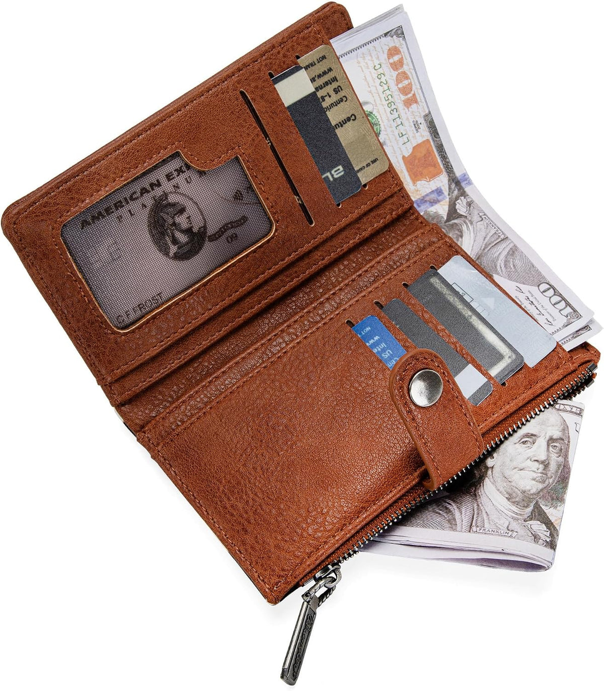Wrangler - Billetera para mujer con tarjetero plegable, cierre y ve...