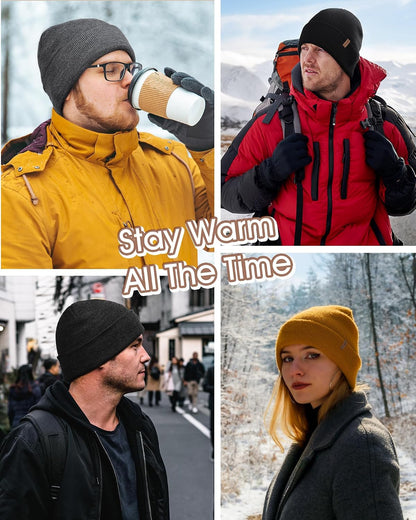 FURTALK Gorro de invierno con forro polar para hombre, doble capa,...