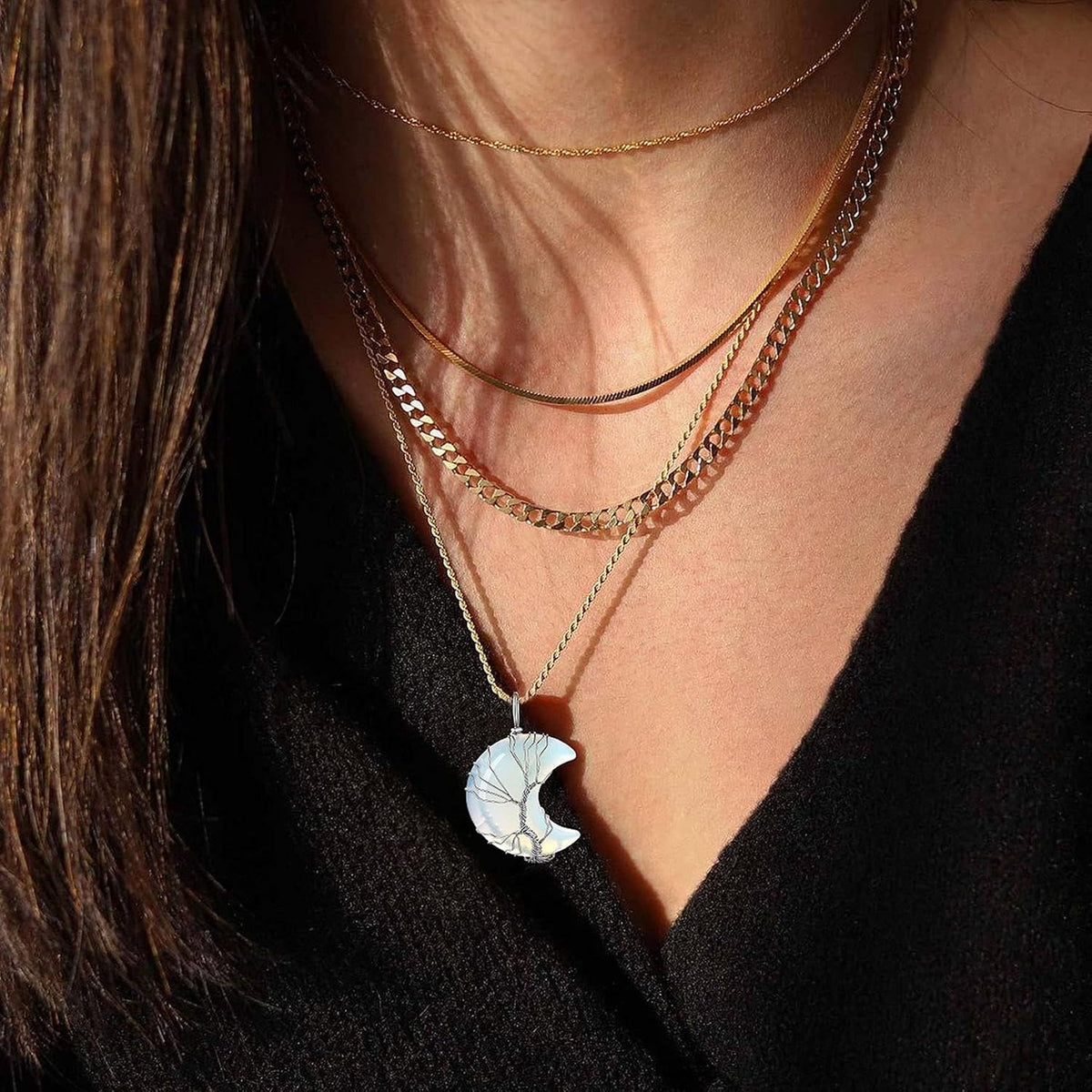 Bestyle Collar de cristal curativo envuelto en árbol de la vida, co...