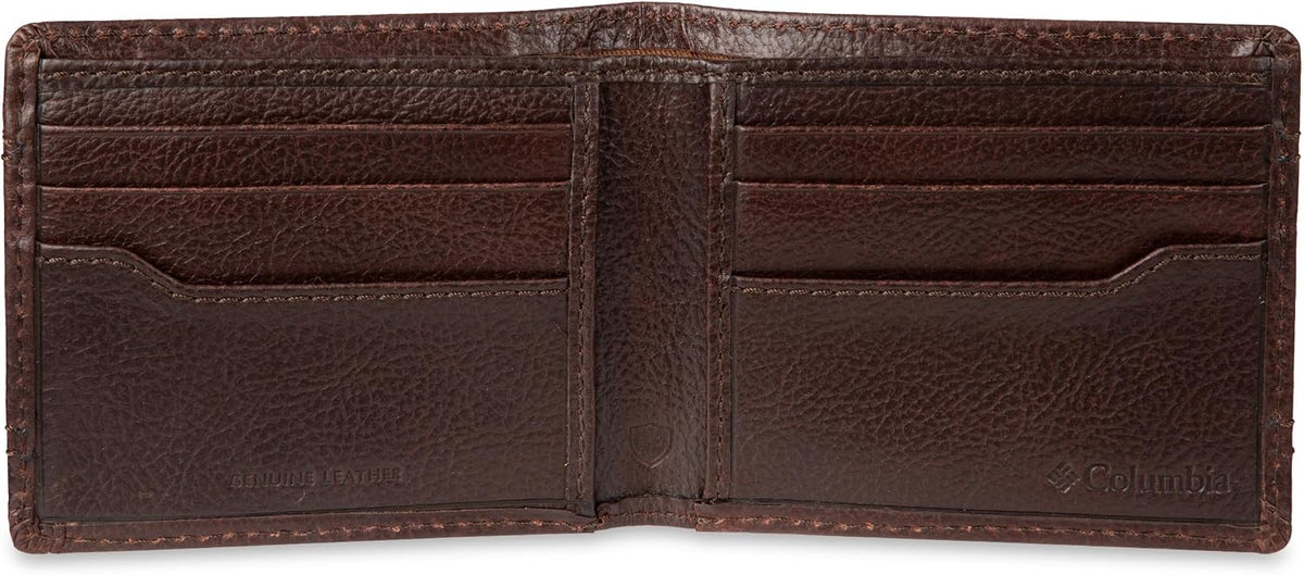 Columbia Billetera plegable delgada RFID para hombre con cordón de...