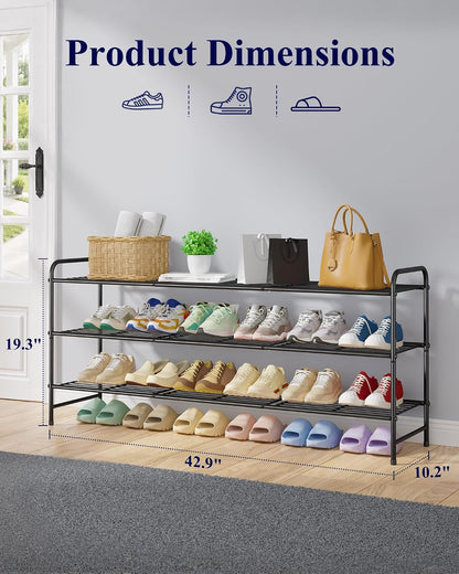 Kitsure Organizador de zapatos de acero inoxidable, 42.9 pulgadas d...