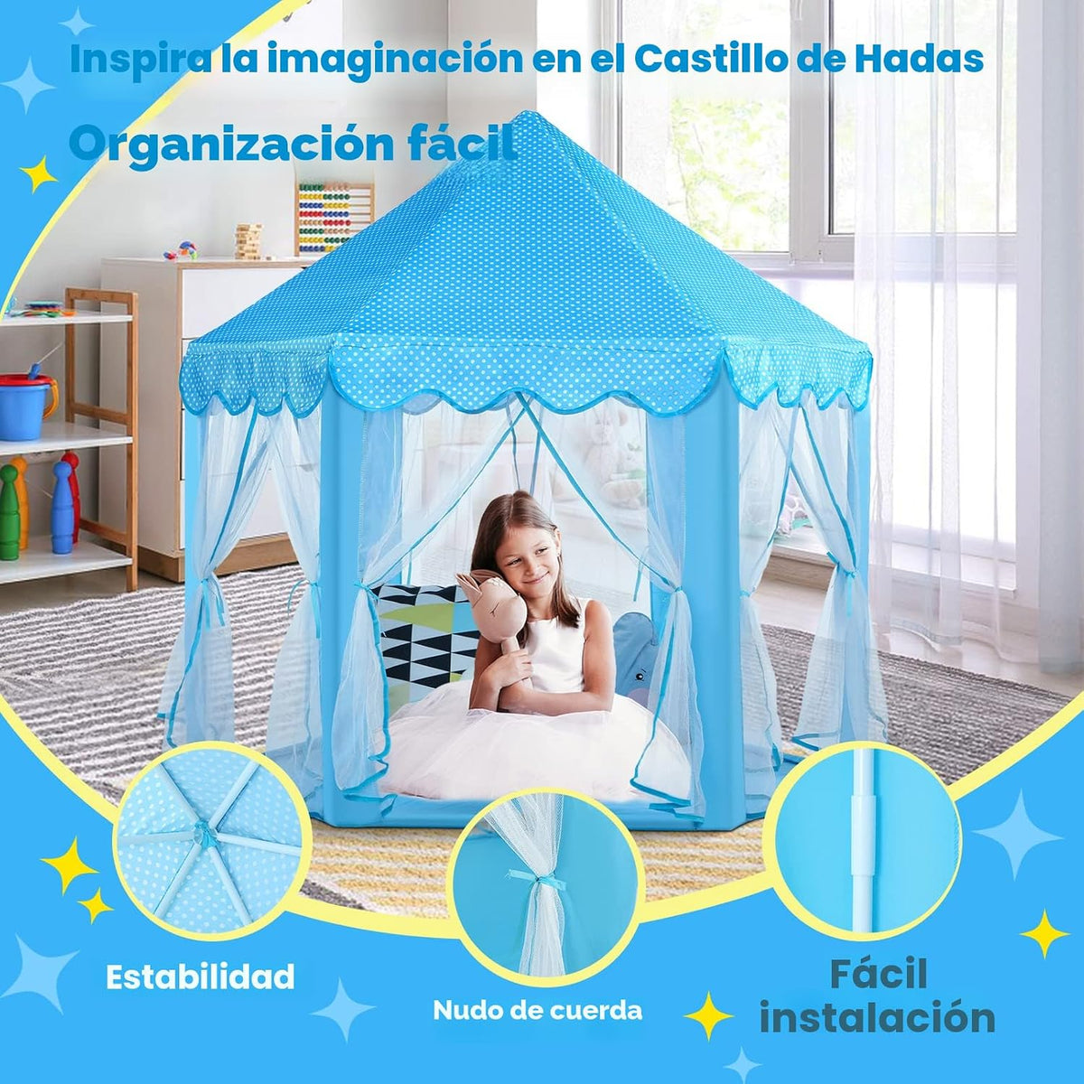 Monobeach Princess Castle Playhouse para niñas, tienda de campaña g...