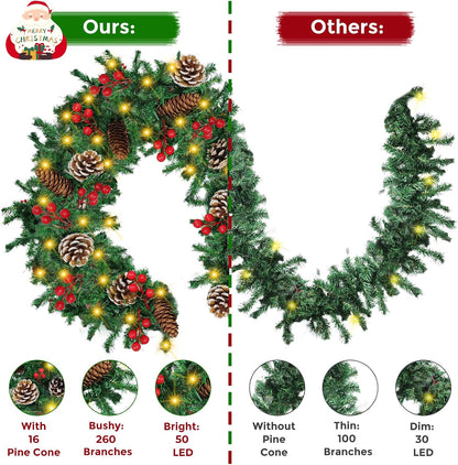 Mduvoz Guirnalda de Navidad, guirnalda de Navidad preiluminada de 9...