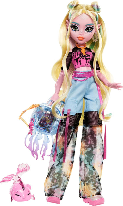Monster High Muñeca Lagoona Blue en camiseta de malla y pantalones...