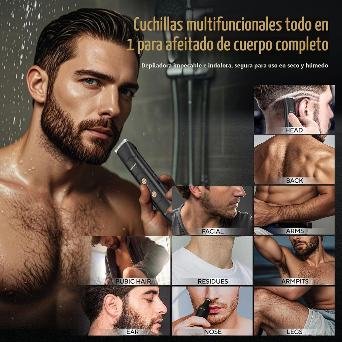 Akunbem Recortador de vello corporal y de ingle para hombres Recort...