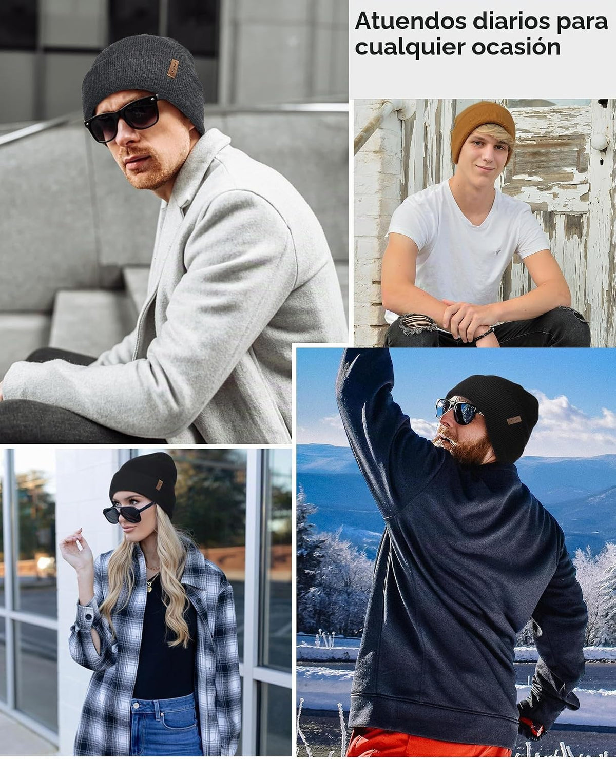 FURTALK Gorro para Hombres y Mujeres con Puños Tejido Grueso Unisex...