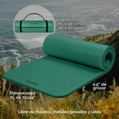 Retrospec Solana - Tapete de yoga grueso de 1\/2 pulgada antidesliz...