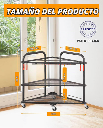 PLKOW Estante de almacenamiento para gimnasio en casa con ruedas, e...