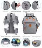 KABAQOO Mochila para pañales con estación de cambio desmontable, bo...