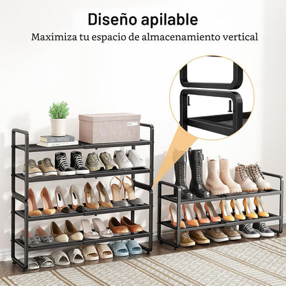 Zapatero de metal expandible para armario, entrada y garaje, 2 nive...
