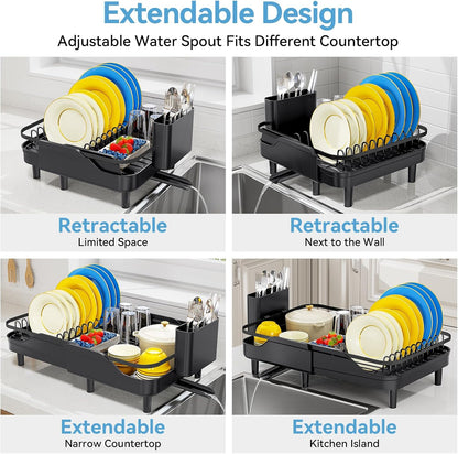 Urackify Escurridor de platos expandible para encimera de cocina pe...