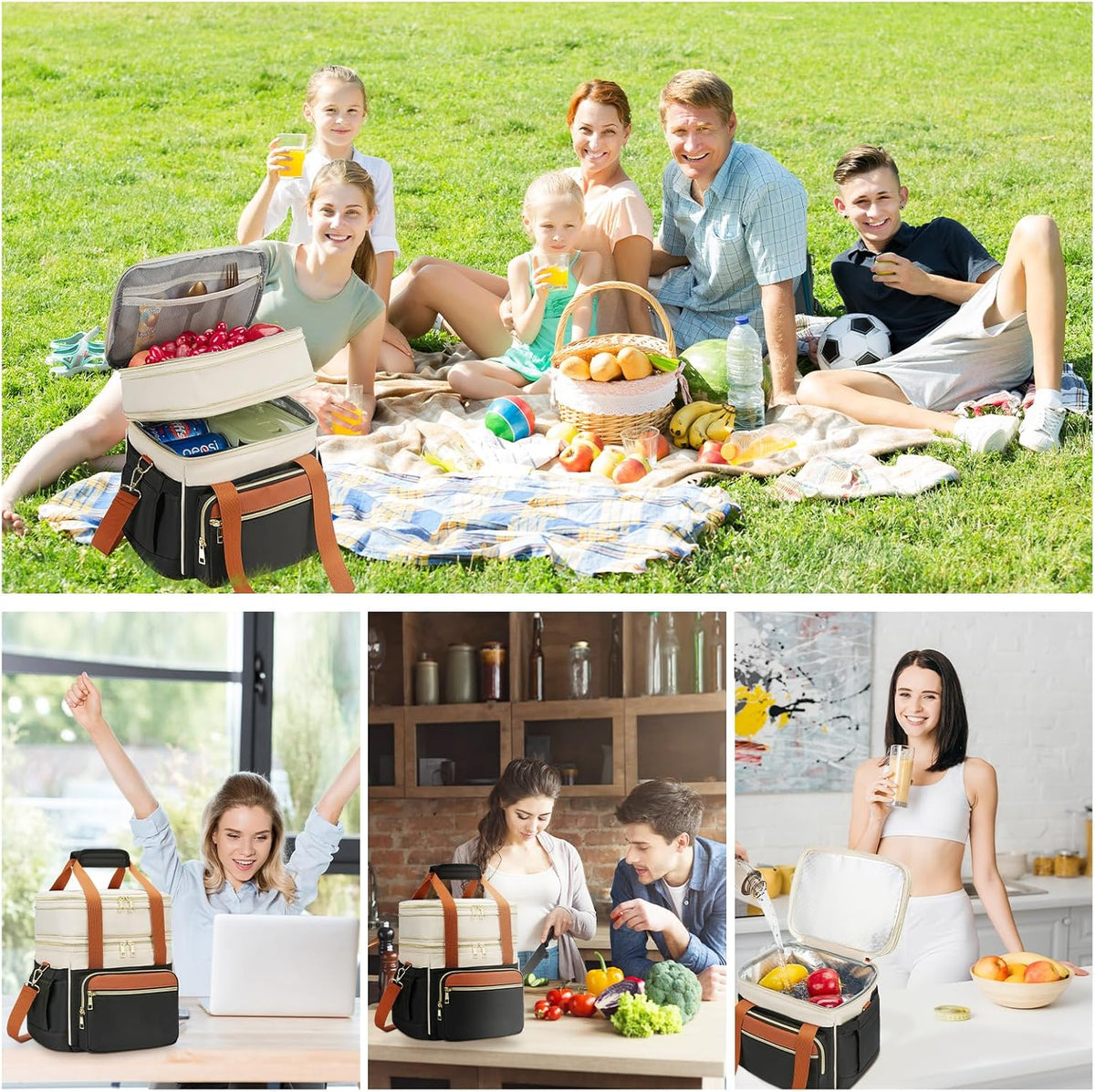 holuxer Bolsa de almuerzo aislada y lonchera para mujeres - Bolsa d...