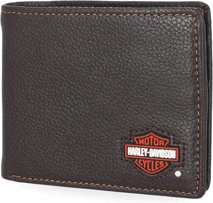 Harley-Davidson Cartera de cuero genuino con bloqueo RFID para homb...