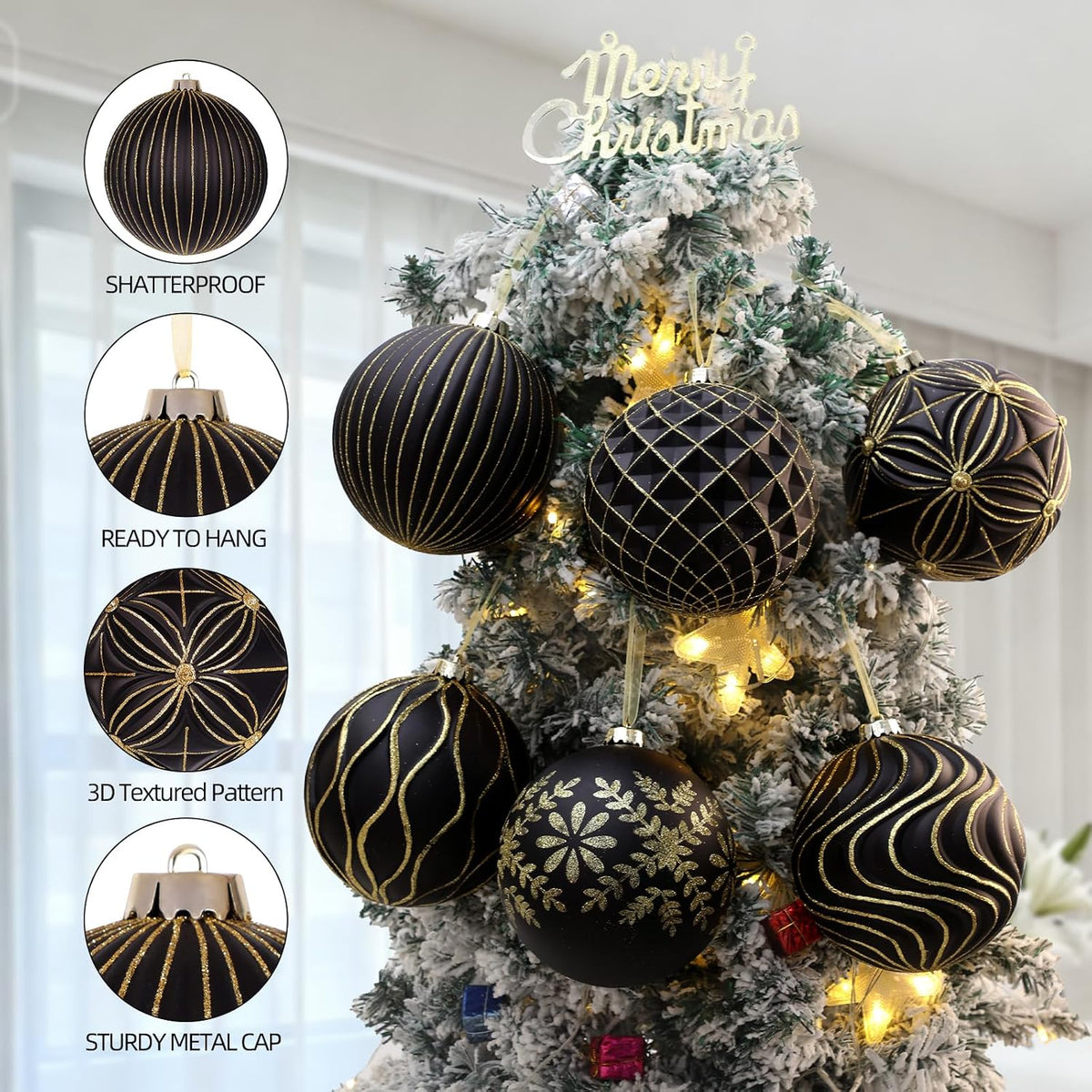 Lanpn 6 bolas de Navidad grandes de 6 pulgadas, decoraciones colgan...