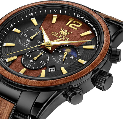 OLEVS Relojes de pulsera analógicos de cuarzo para hombre, cronógra...