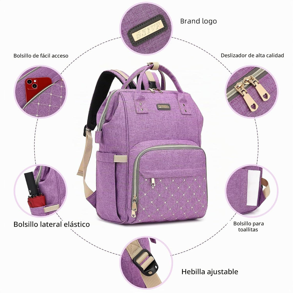 GAIVP Mochila para pañales, bolsas de pañales para bebés, niñas y n...