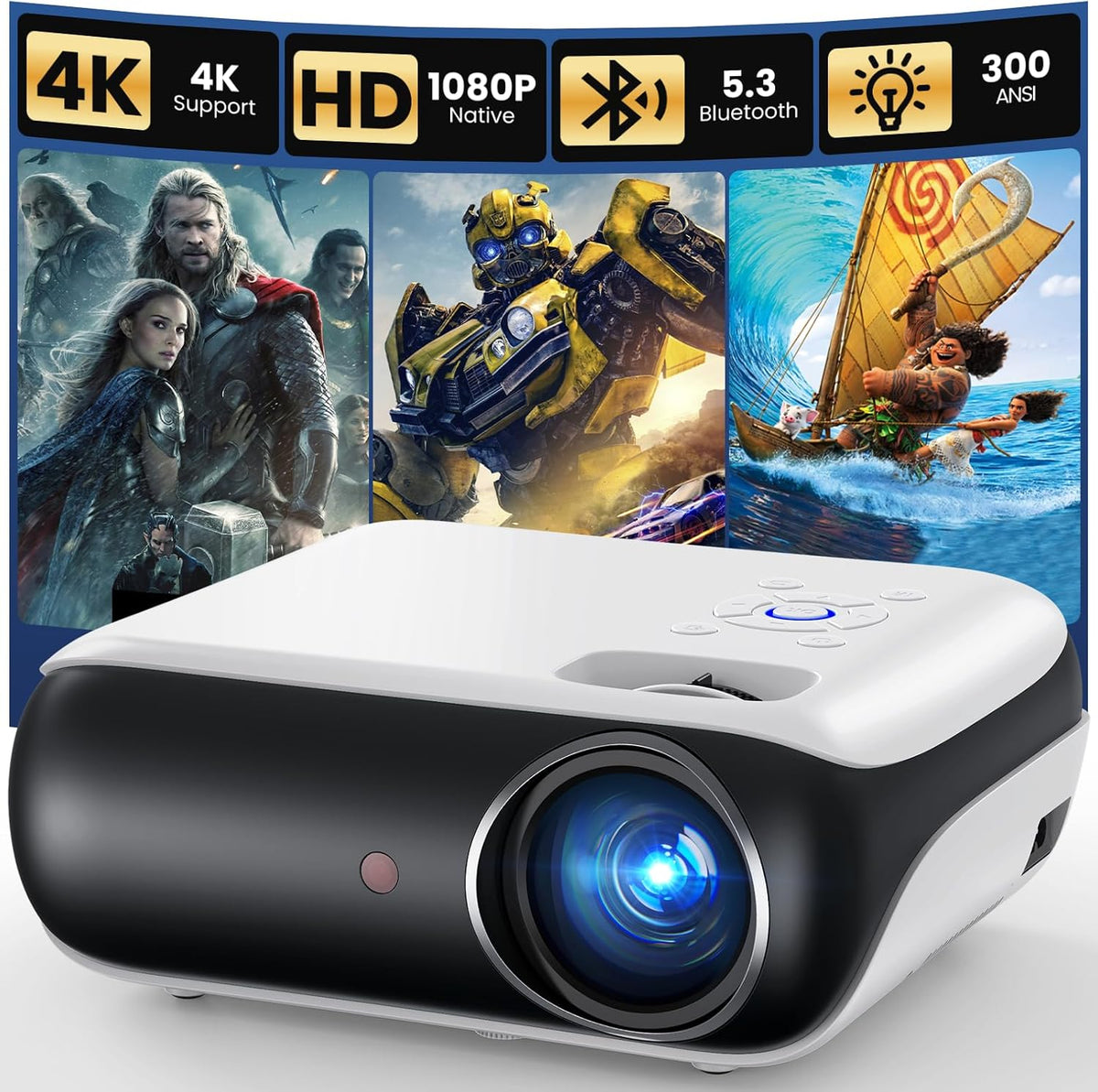 HAPPRUN Proyector Bluetooth Nativo 1080P - Estándar | Native 1080P...