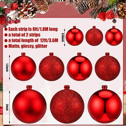 Yuxung 2 guirnaldas de adornos de bolas de Navidad de 6 pies, rojo...
