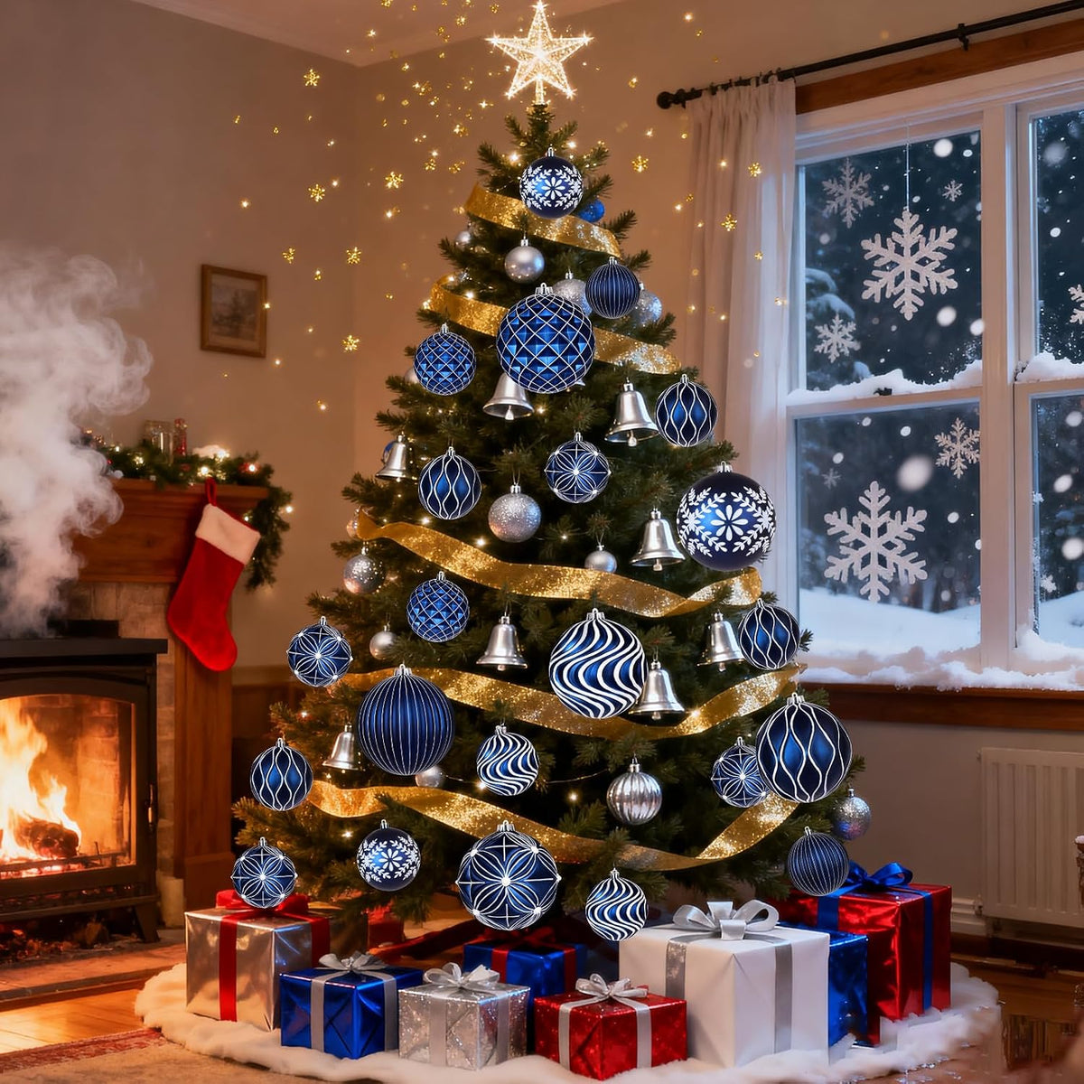 Lanpn 12 bolas de Navidad grandes de 4 pulgadas, decoraciones colga...