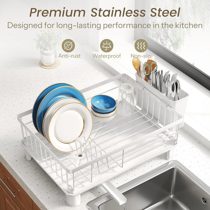 SNTD Escurridor de platos para encimera de cocina pequeña, 11 pulga...