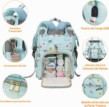 Mochila de pañales para mamá y papá, bolsa de cuidado del bebé, mat...