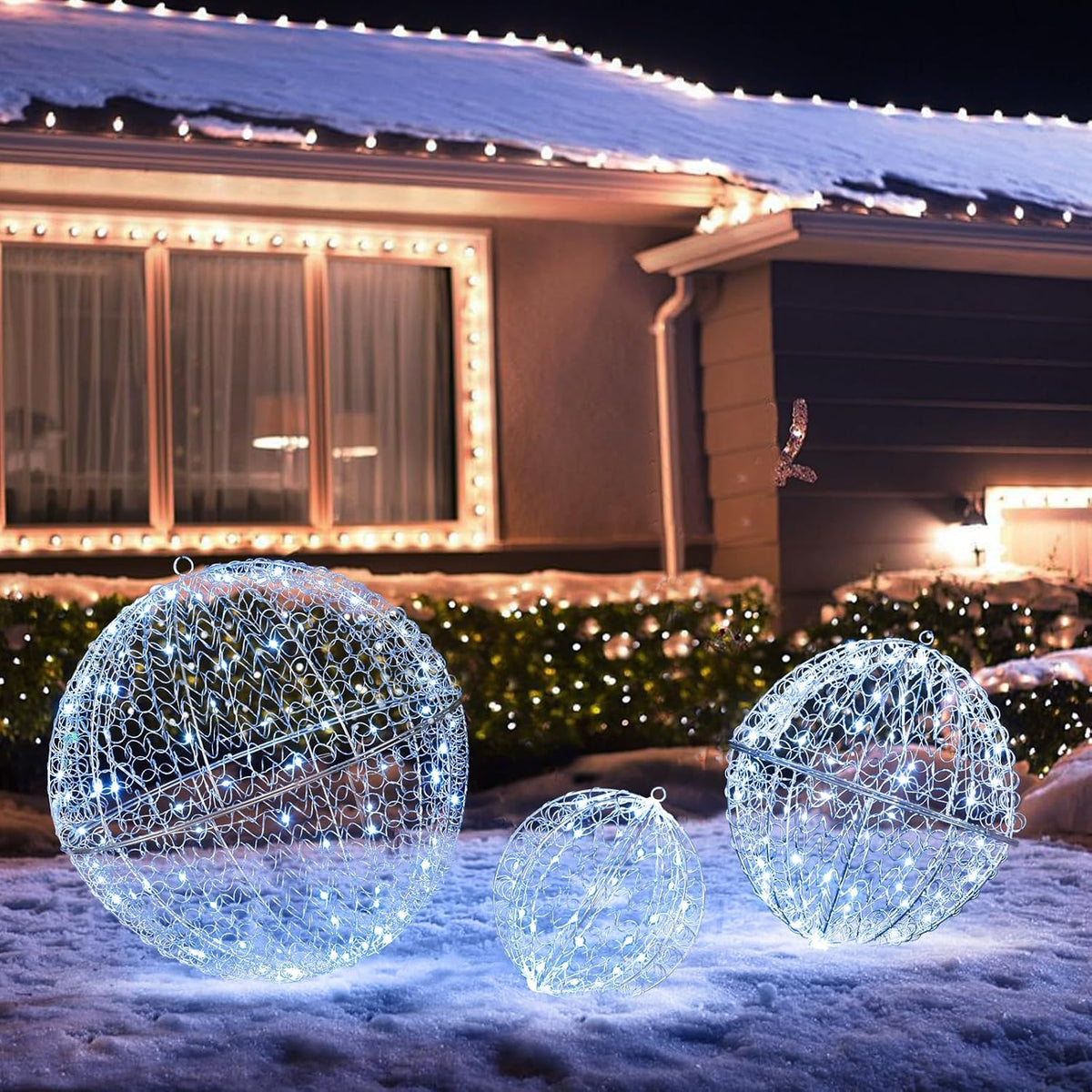 Tangkula Paquete de 3 Bolas de Luz LED de Navidad para Árbol, Grand...