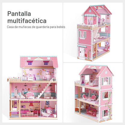 ROBOTIME Casa de muñecas de madera, juego de casas de muñecas con 2...