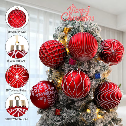 Lanpn 6 bolas de Navidad grandes de 6 pulgadas, decoraciones colgan...