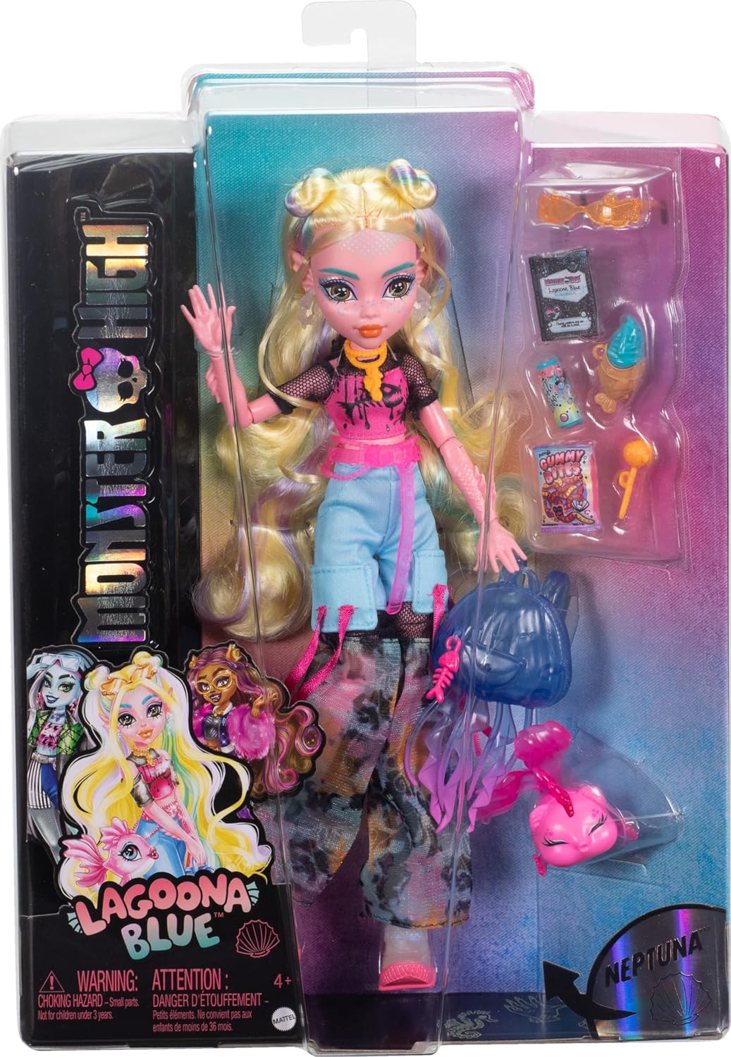 Monster High Muñeca Lagoona Blue en camiseta de malla y pantalones...