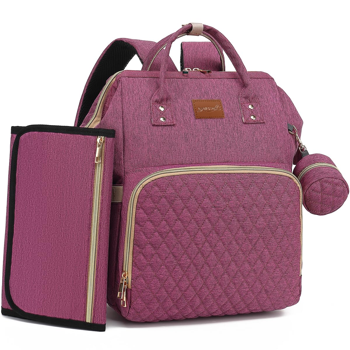 ROSEGIN Mochila para pañales con cambiador, funda para chupete, bol...