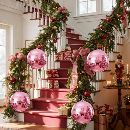 Zubebe Bolas grandes de adornos navideños de 8 pulgadas, color rosa...