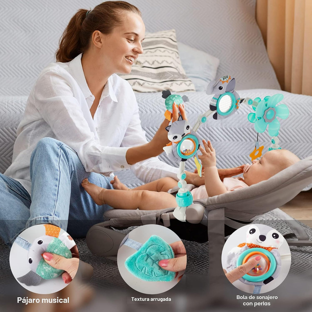 Lynncare Juguetes de Arco de Moisés Ajustable para Bebés y Niños Pe...