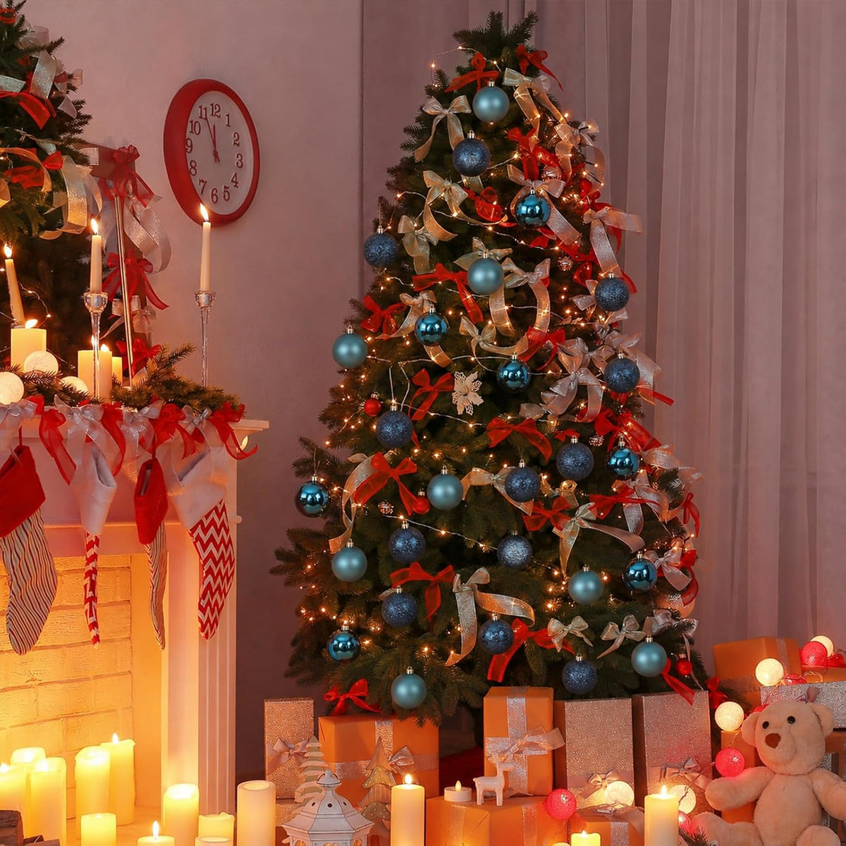 Adornos de bola de Navidad de 30 quilates, decoración de árbol de N...