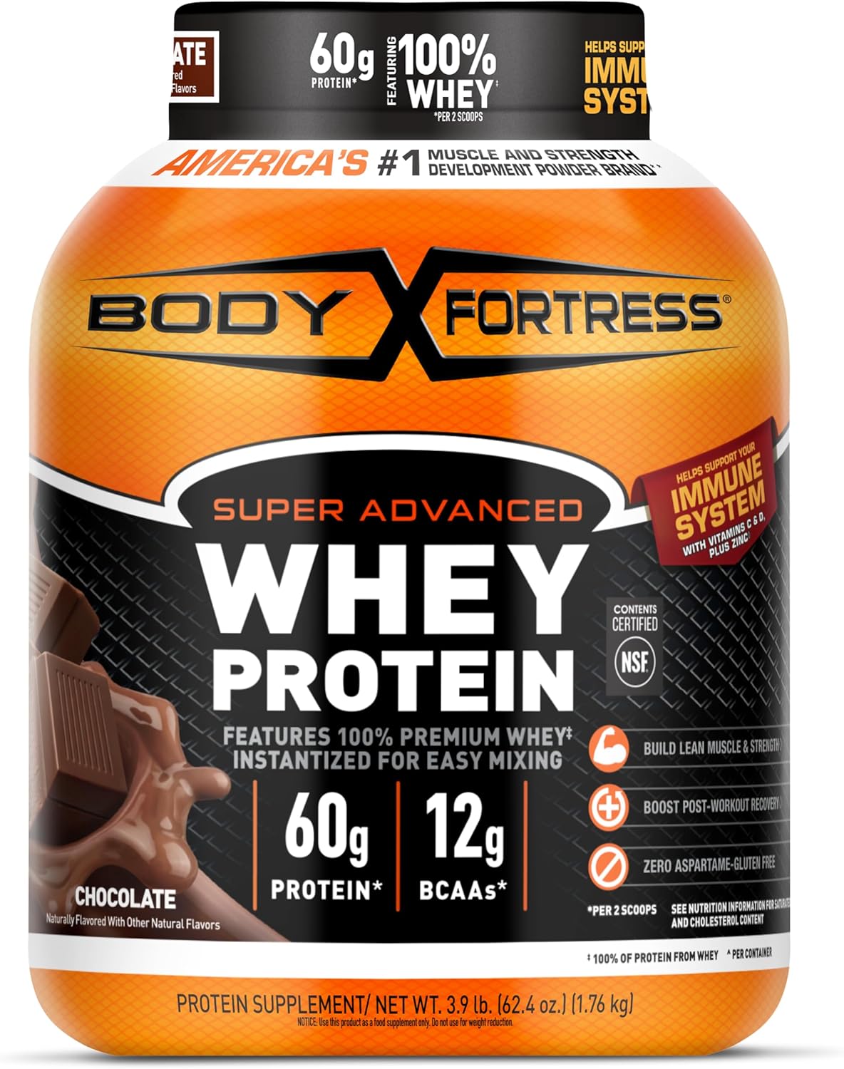 Body Fortress Proteína de suero en polvo súper avanzada, chocolate,...