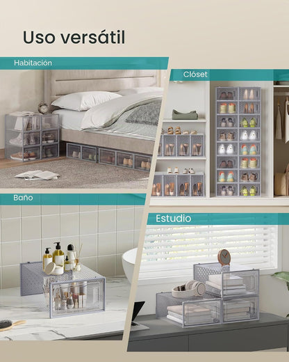 SONGMICS Cajas de zapatos, caja de plástico transparente, paquete d...