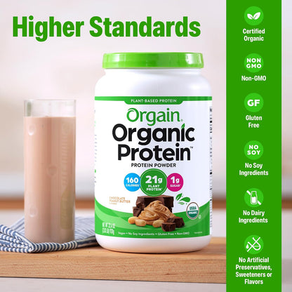 Orgain Proteína en polvo vegana orgánica de 0.74 oz, mantequilla de...