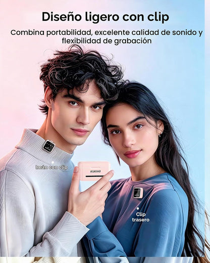 KUKIHO Micrófono Lavalier inalámbrico para iPhone, iPad y Android c...