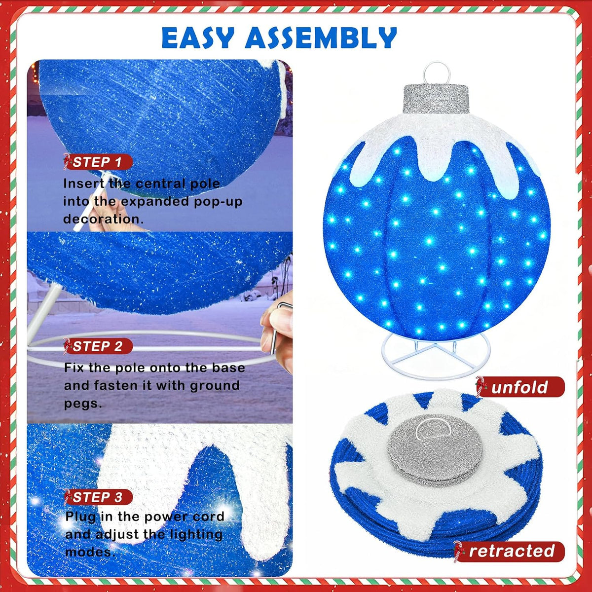 3 adornos de bolas de Navidad para exteriores, decoraciones de Navi...