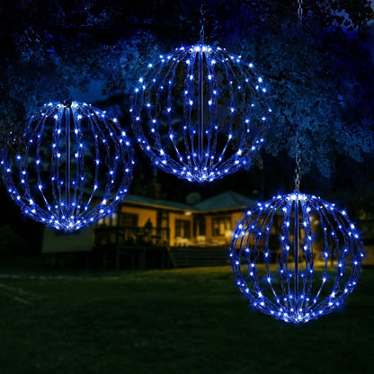 Paquete de 3 bolas de luz de Navidad, decoración de esfera plegable...