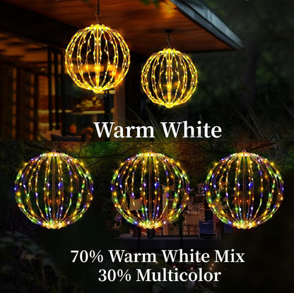 Paquete de 3 bolas de luz de Navidad, decoración de esfera plegable...