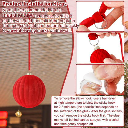 Relaxgiant 36 bolas de Navidad para techo, terciopelo rojo | Tamaño...
