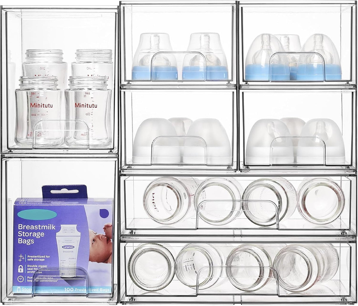Vtopmart - Juego de 8 cajones de almacenamiento apilables, contened...