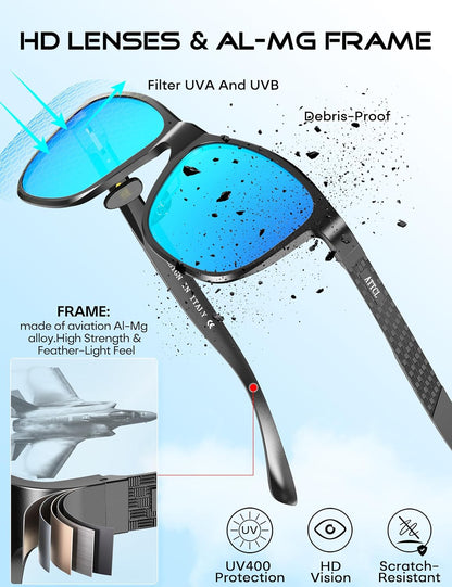 ATTCL Gafas de sol polarizadas para hombre Al-Mg Metal ultraligeras...