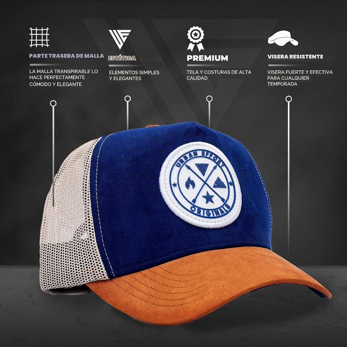 Urban Effort Trucker Hat para hombre – Gorra de béisbol con parte t...
