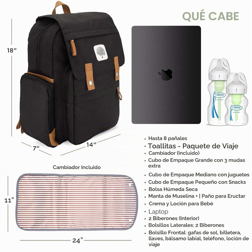 Parker Baby Co. - Mochila para pañales con cambiador, color negro |...